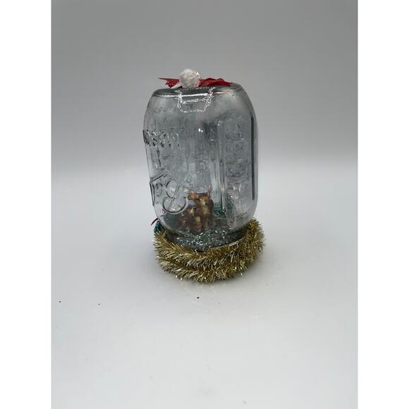Vtg Ceramic Deer Bell Jar Diorama Decor It's like Christmas magic in here! OOAK - Picture 11 of 16